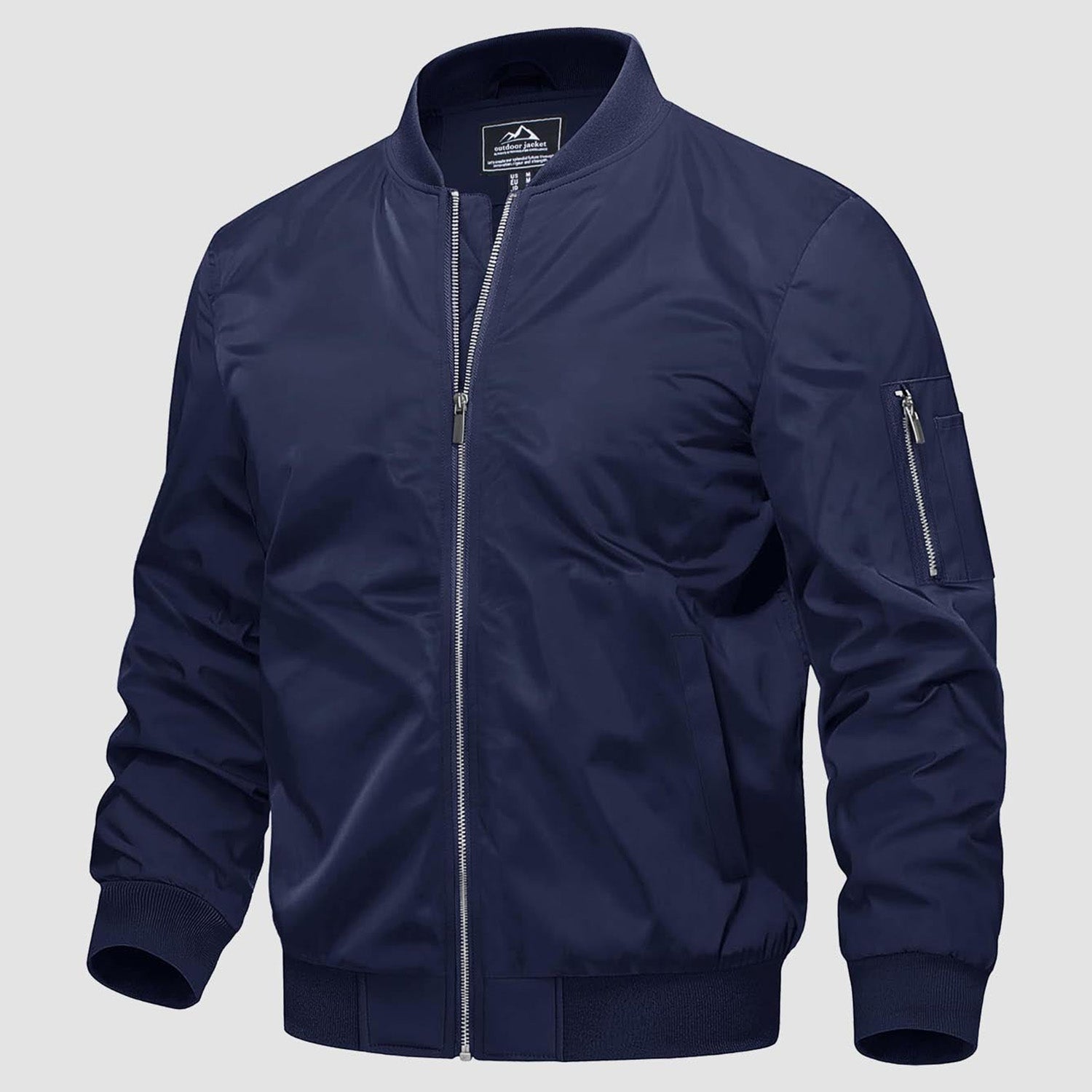 Men's quilted windproof bomber jacket thermal outerwear with pockets, durable all-season casual fit