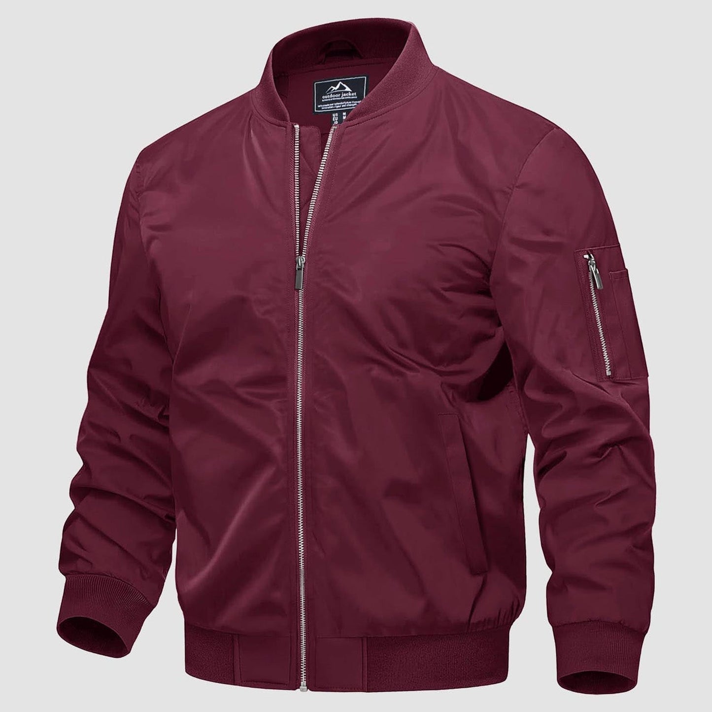 Men's windproof quilted bomber jacket with multiple pockets, ideal for everyday winter wear