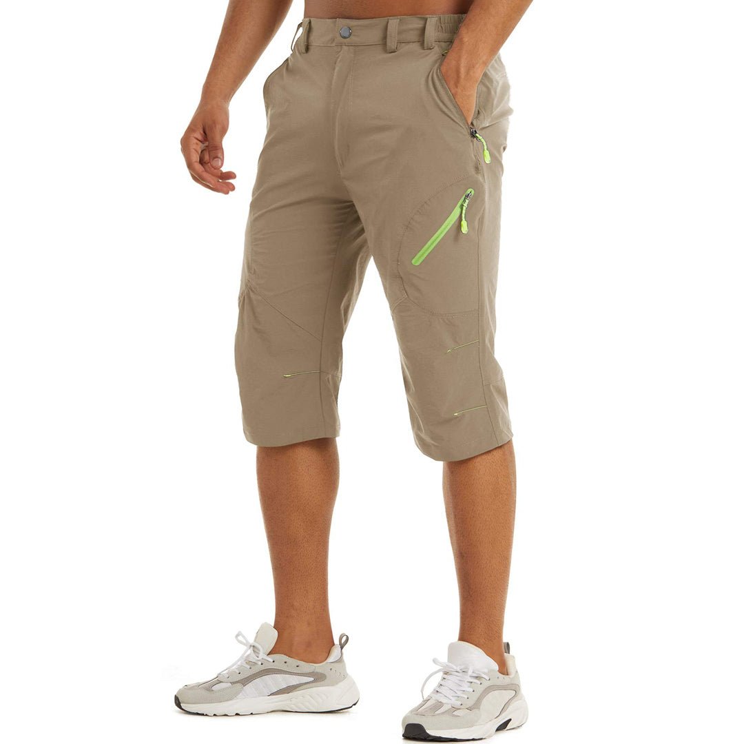 Men's quick-dry cargo capri pants lightweight breathable hiking travel multi-pocket performance fit