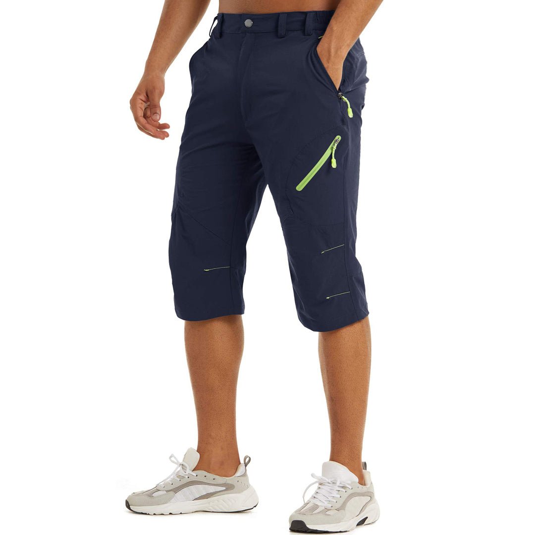 Men's lightweight cargo capri pants quick-dry breathable hiking travel multi-pocket performance stretch fit