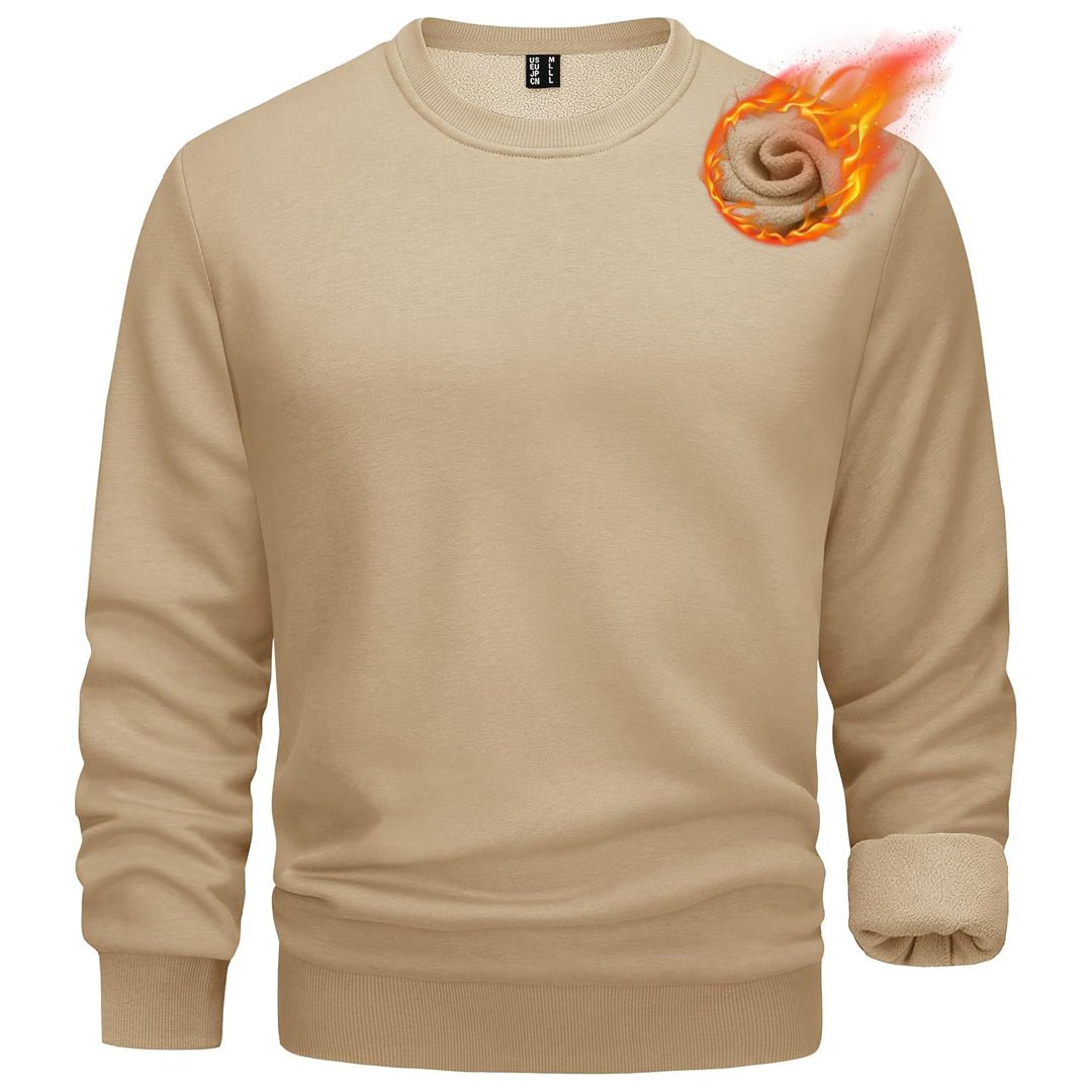 Men's gray crewneck fleece pullover sweatshirt with soft fleece lining for casual outdoor wear