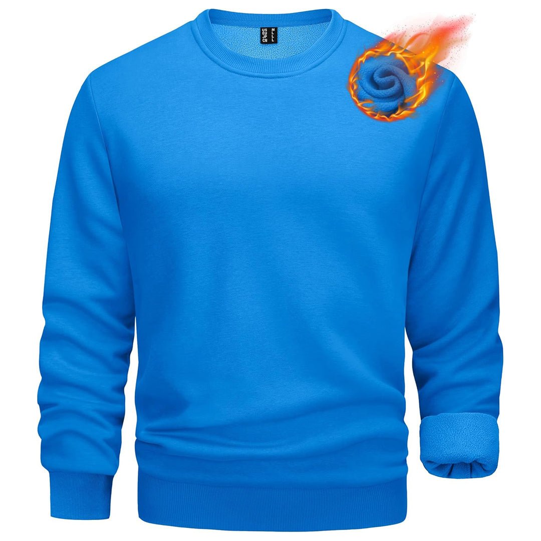 Men's gray crewneck fleece pullover with soft fleece lining, relaxed fit for casual outdoor wear