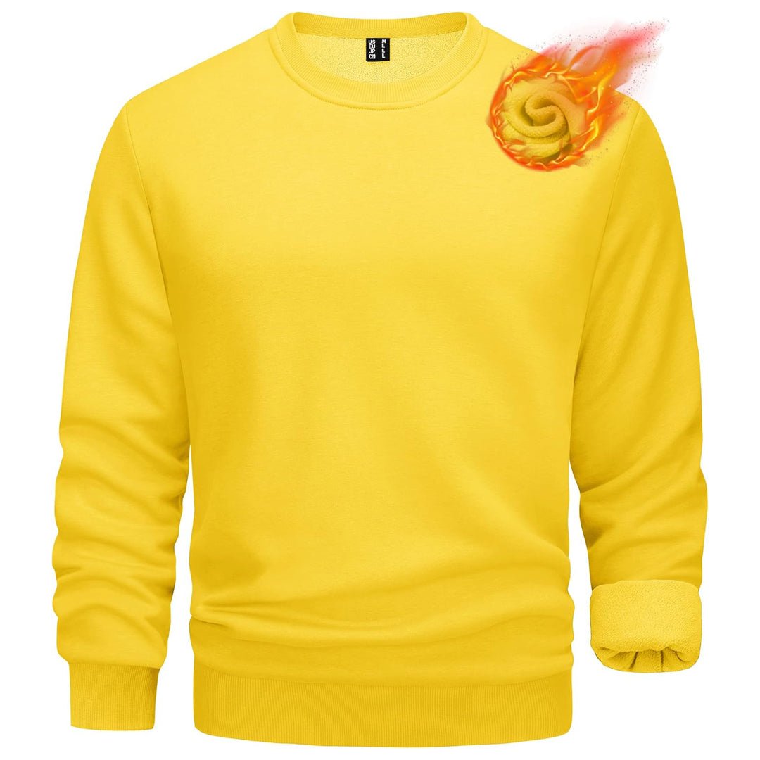 Men's gray crewneck fleece pullover sweatshirt with soft lining, relaxed fit for casual outdoor wear