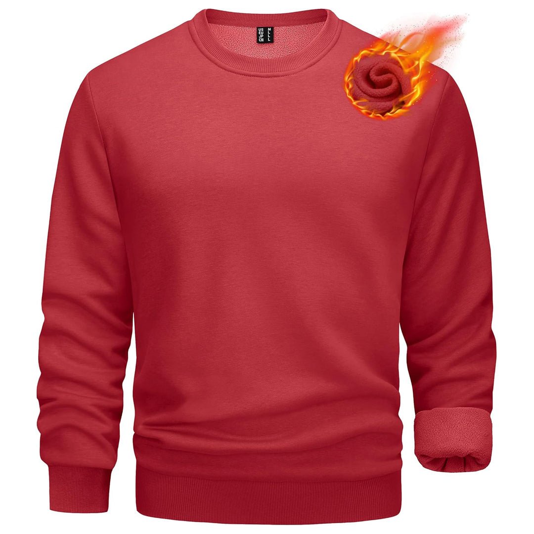 Men's gray crewneck fleece pullover casual sweatshirt soft fleece lining everyday outdoor comfort