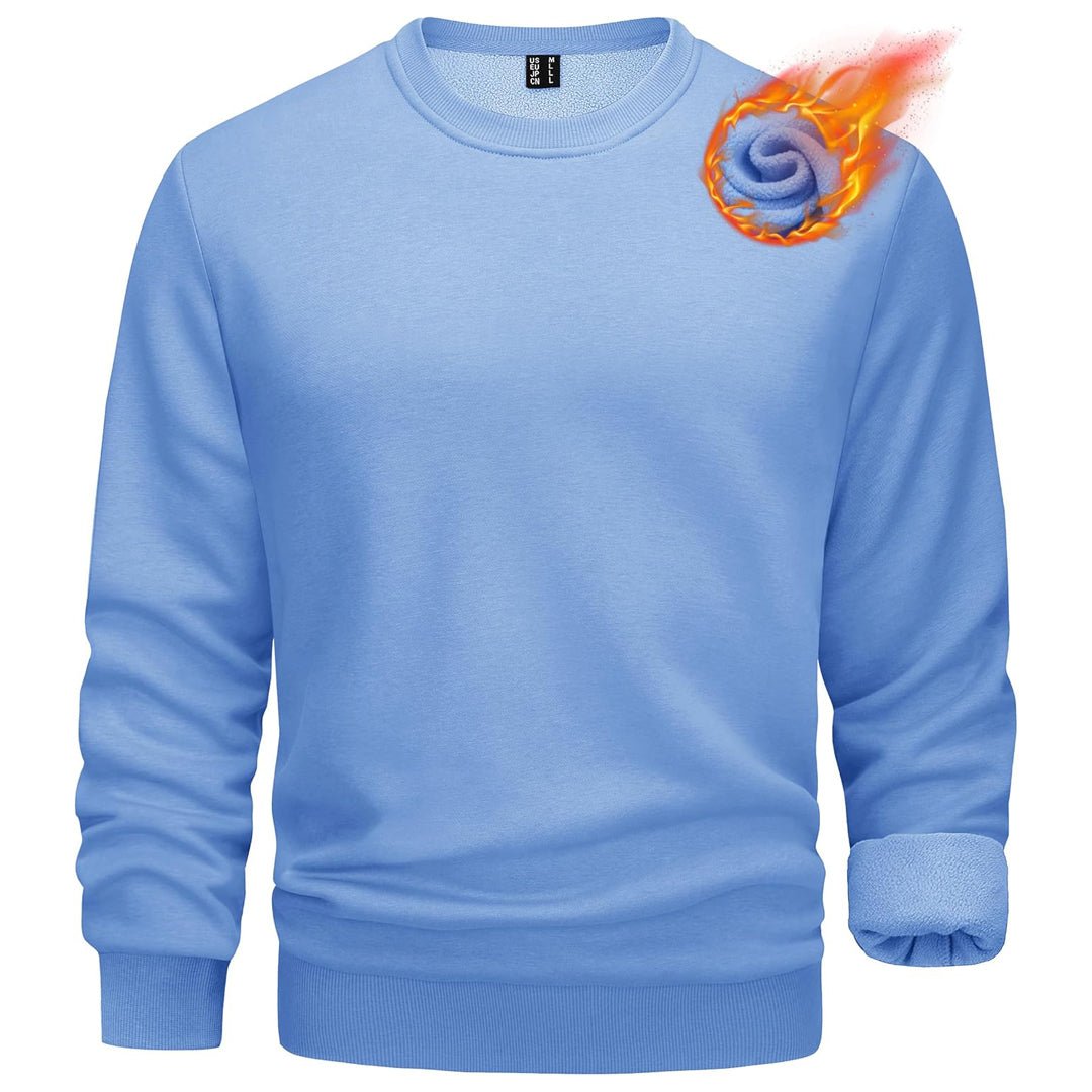 Men's gray crewneck fleece pullover sweatshirt with soft fleece lining for casual outdoor wear
