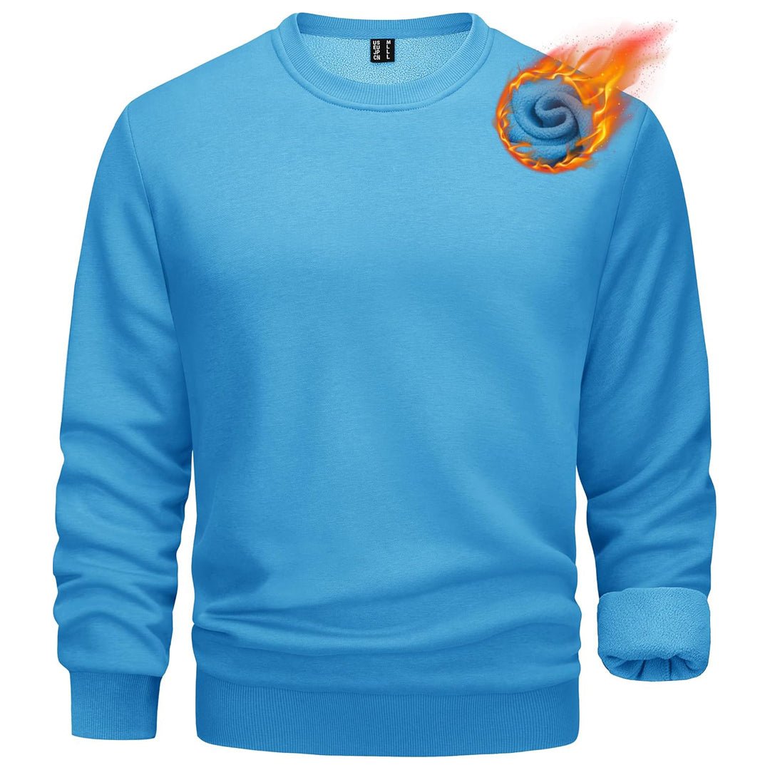 Men's gray crewneck fleece pullover sweatshirt with soft lining, casual fit for everyday outdoor wear