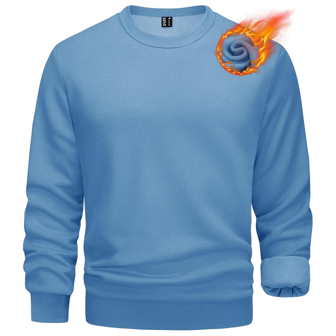 Men's gray crewneck fleece pullover sweatshirt soft polyester-cotton blend casual everyday outdoor