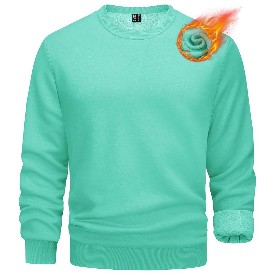 Men's gray crewneck fleece pullover sweatshirt with soft lining, relaxed fit for casual outdoor wear
