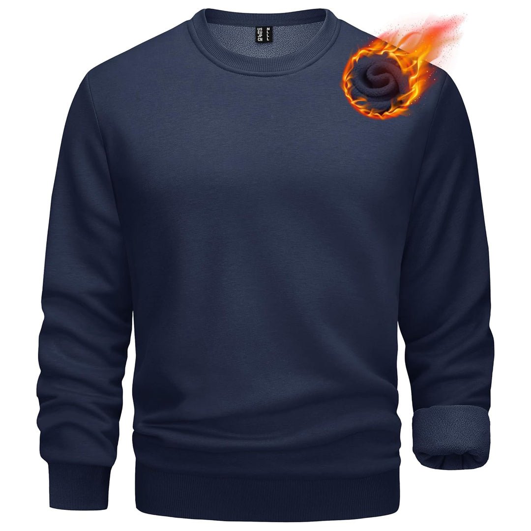 Men's gray crewneck fleece pullover with soft lining, casual fit for everyday outdoor comfort