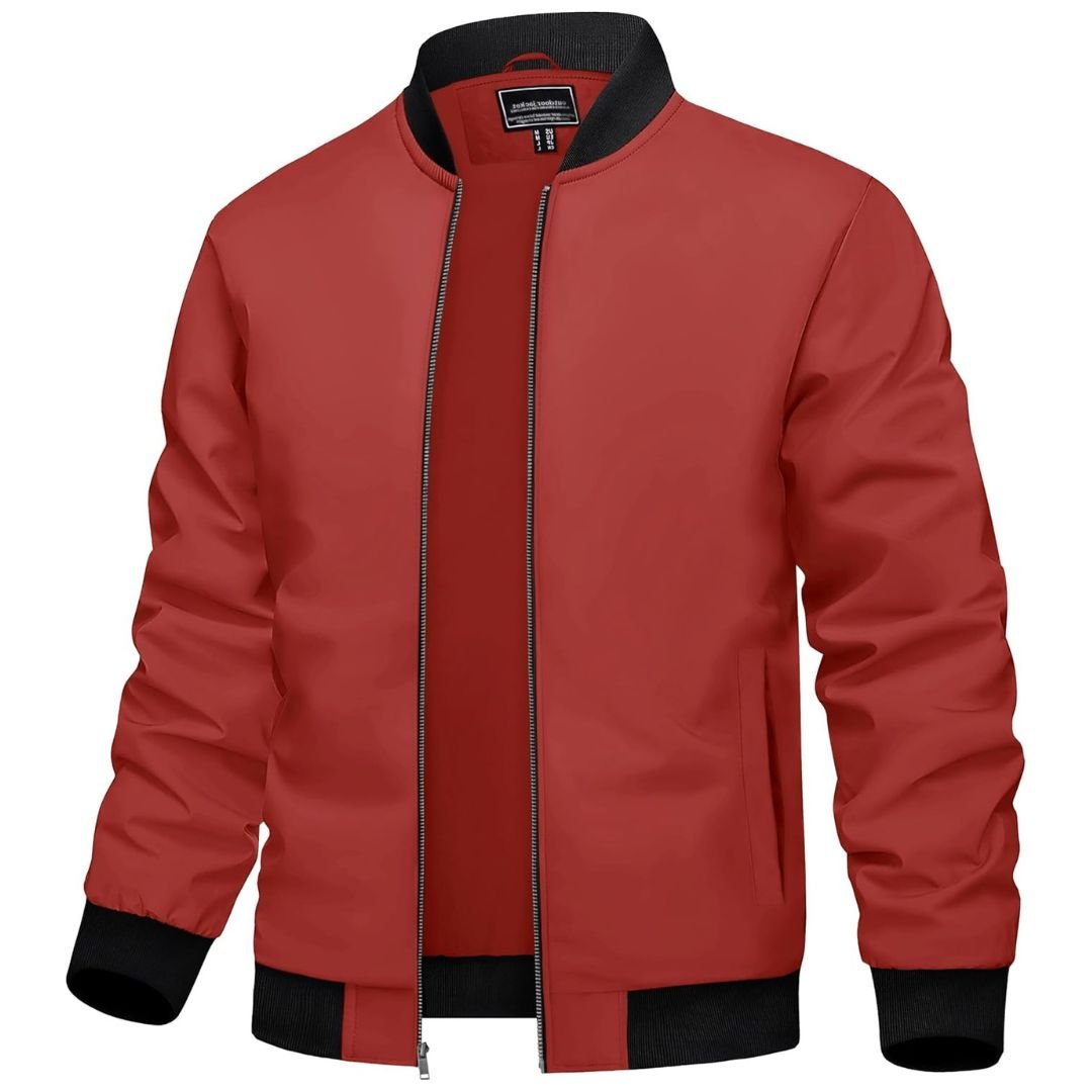 Men's lightweight polyester bomber jacket casual everyday outerwear breathable spring fall layer