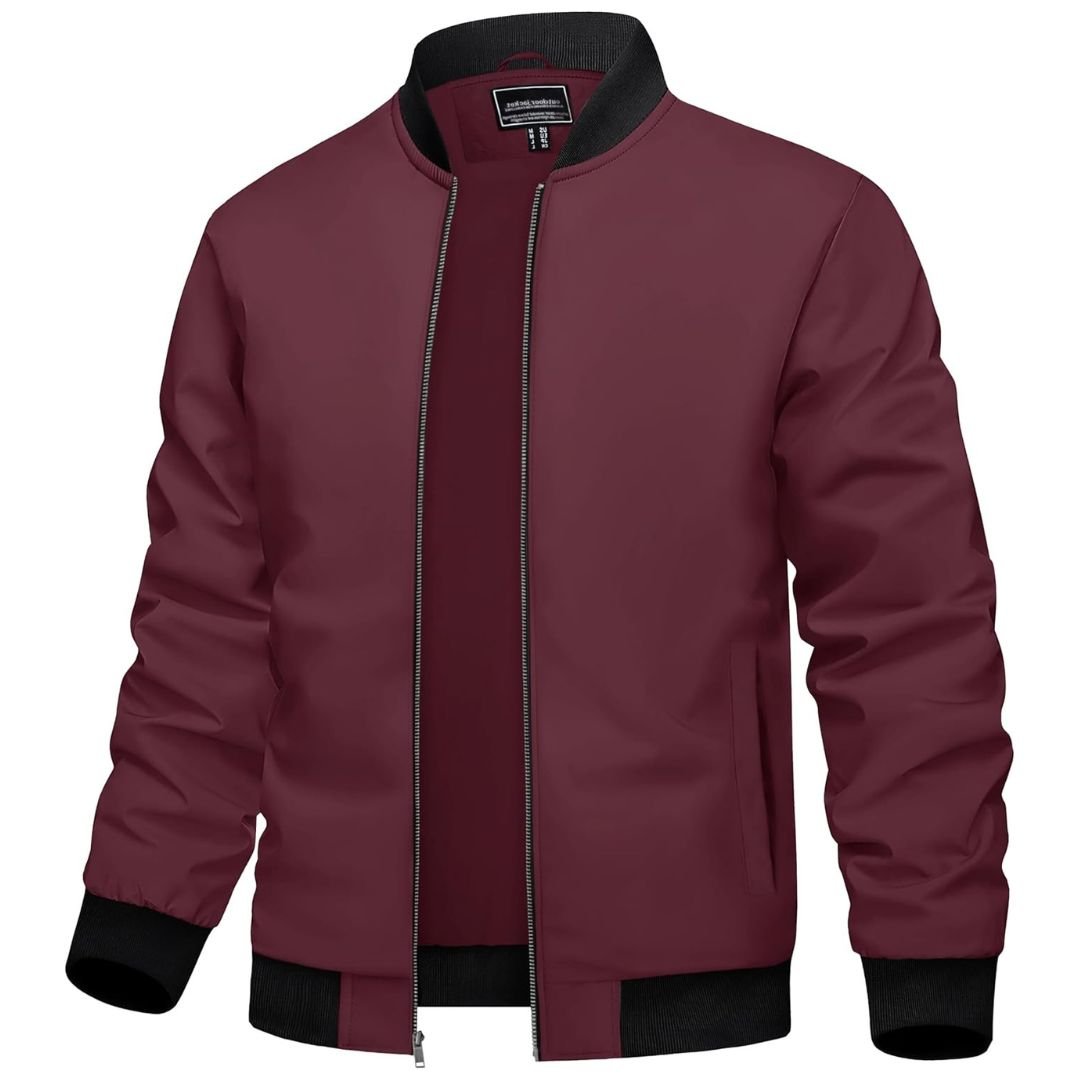 Men's lightweight polyester bomber jacket casual everyday outerwear breathable spring fall layer