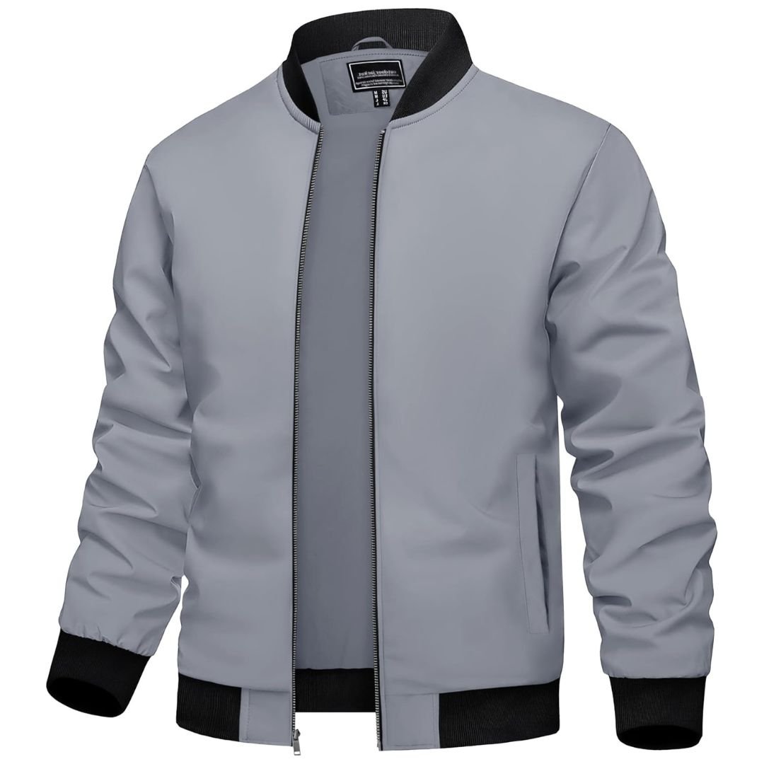 Men's lightweight polyester bomber jacket in casual fit with breathable nylon lining for everyday wear
