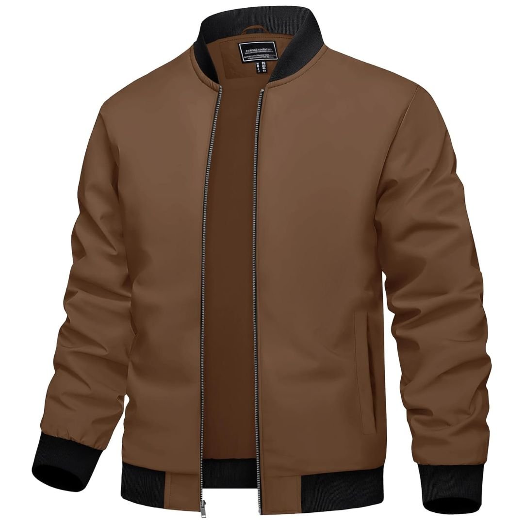 Men's lightweight polyester bomber jacket casual everyday outerwear breathable slim-fit spring fall