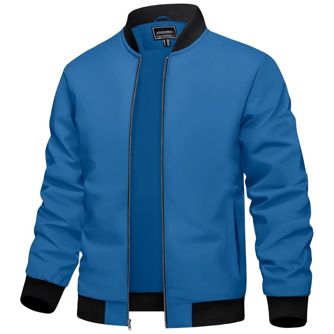 Men's lightweight polyester bomber jacket casual everyday outerwear breathable spring fall style