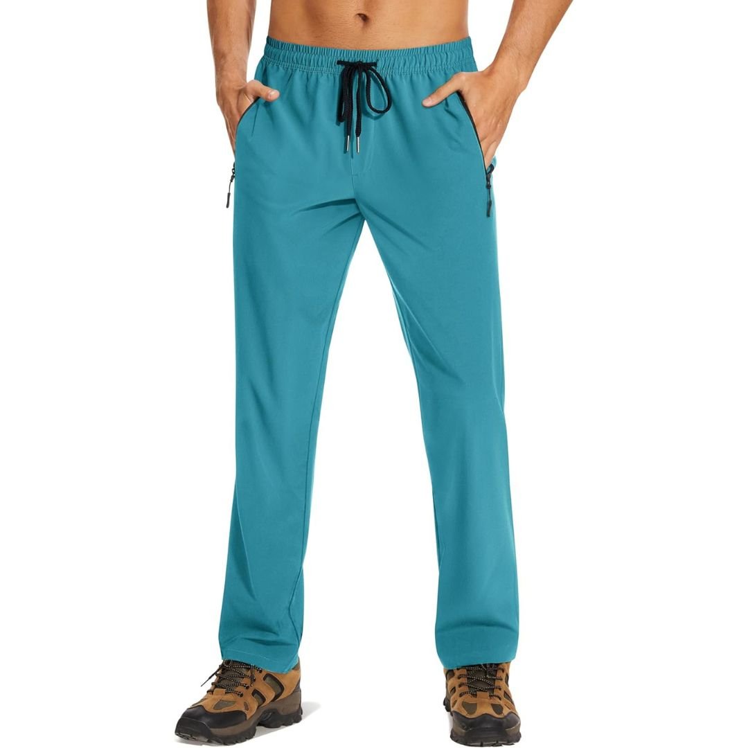 Men's lightweight quick-dry joggers, water-resistant stretch pants with pockets for sports and travel