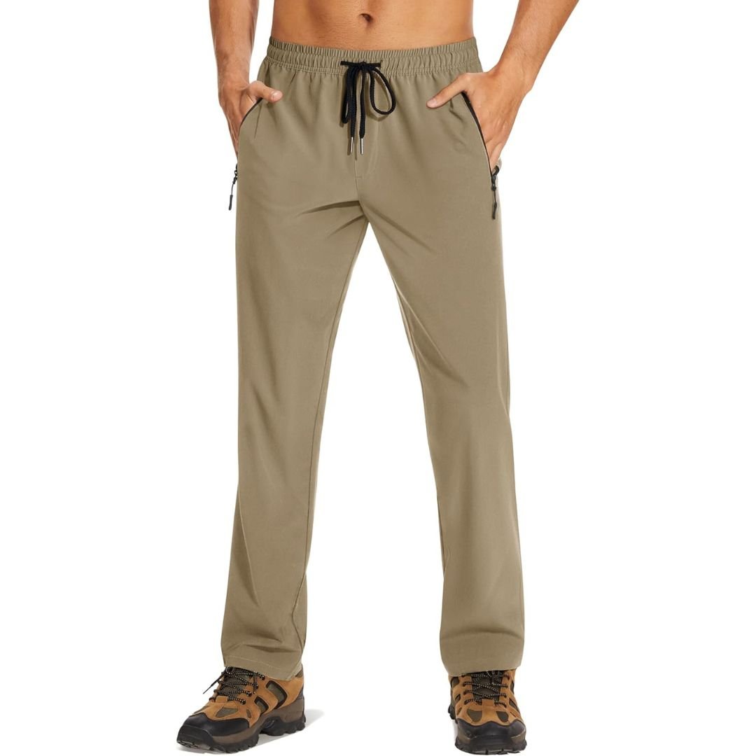 Men's lightweight quick-dry joggers, water-resistant stretch pants with pockets for sports and travel
