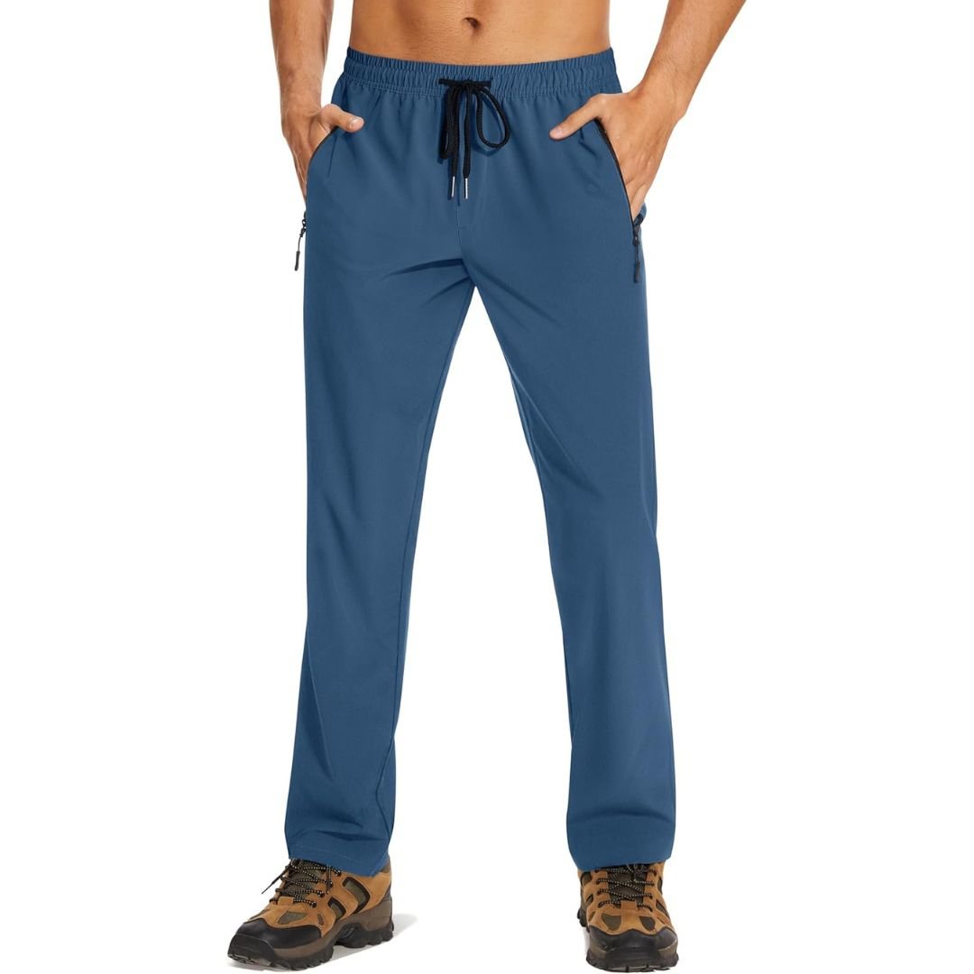 Men's lightweight quick-dry jogger pants, water-resistant 4-way stretch sport casual trousers with pockets