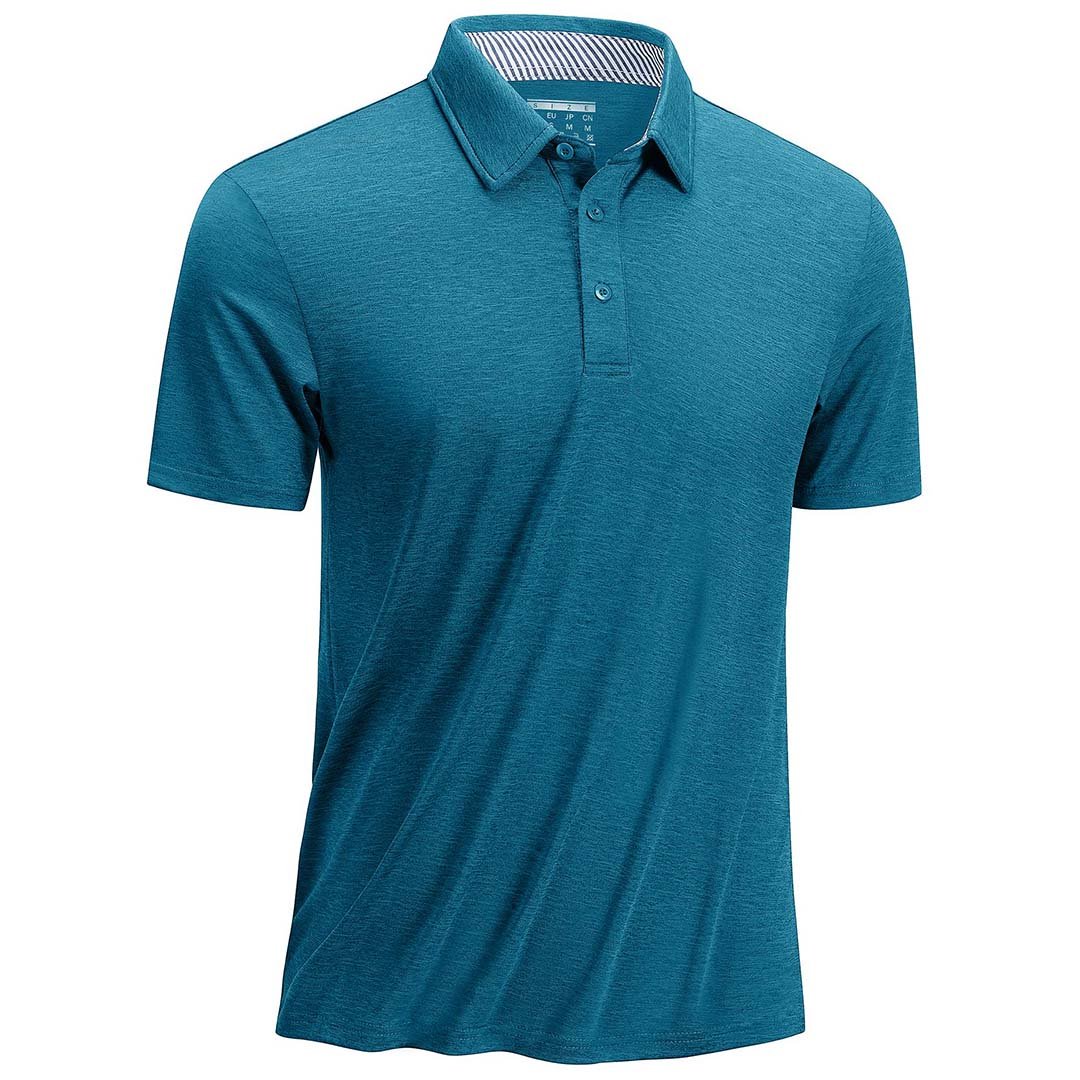 Men's golf polo shirt quick-dry 4-way stretch breathable performance fit moisture-wicking polyester blend