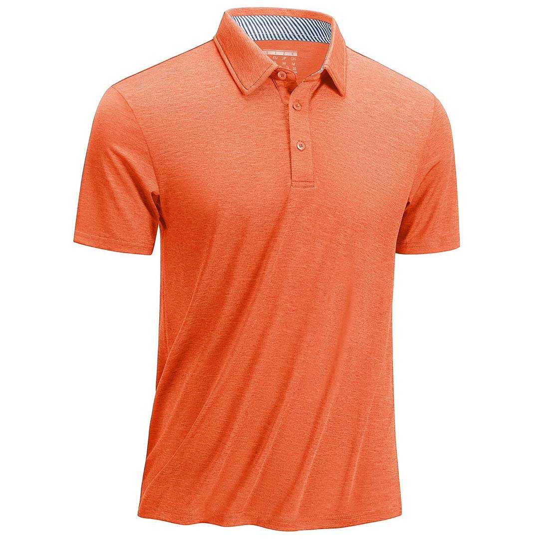 Men's golf polo shirt quick-dry 4-way stretch breathable performance fit moisture-wicking polyester blend