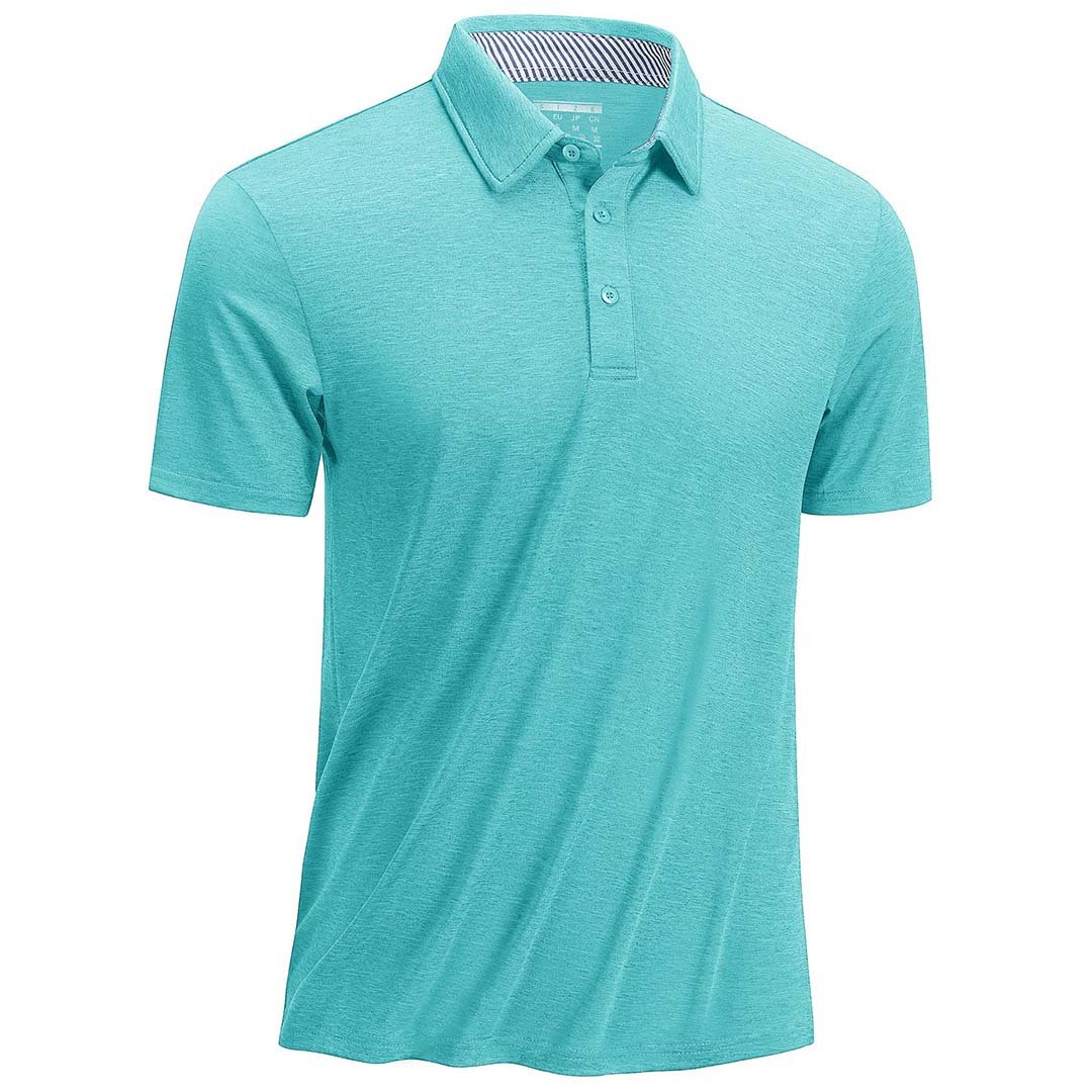 Men's golf polo shirt light blue quick-dry moisture-wicking 4-way stretch performance fit