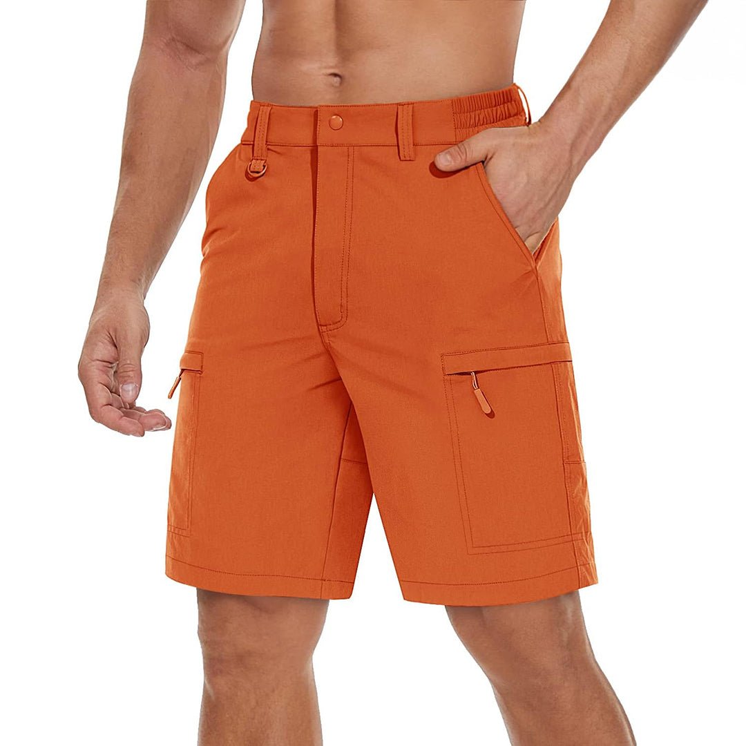 Men's lightweight hiking cargo shorts, quick-dry nylon spandex blend, 5-pocket design, breathable stretch fit