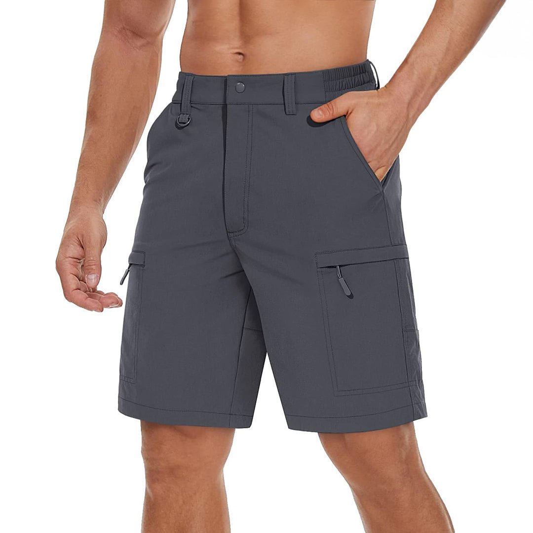 Men's lightweight khaki hiking cargo shorts quick-dry nylon spandex with 5 pockets relaxed fit