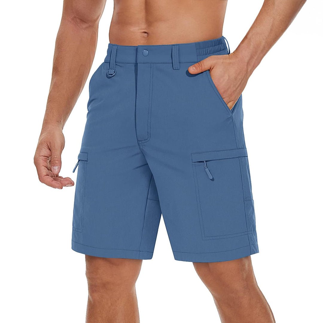 Men's lightweight khaki hiking cargo shorts quick-dry nylon spandex with 5 pockets