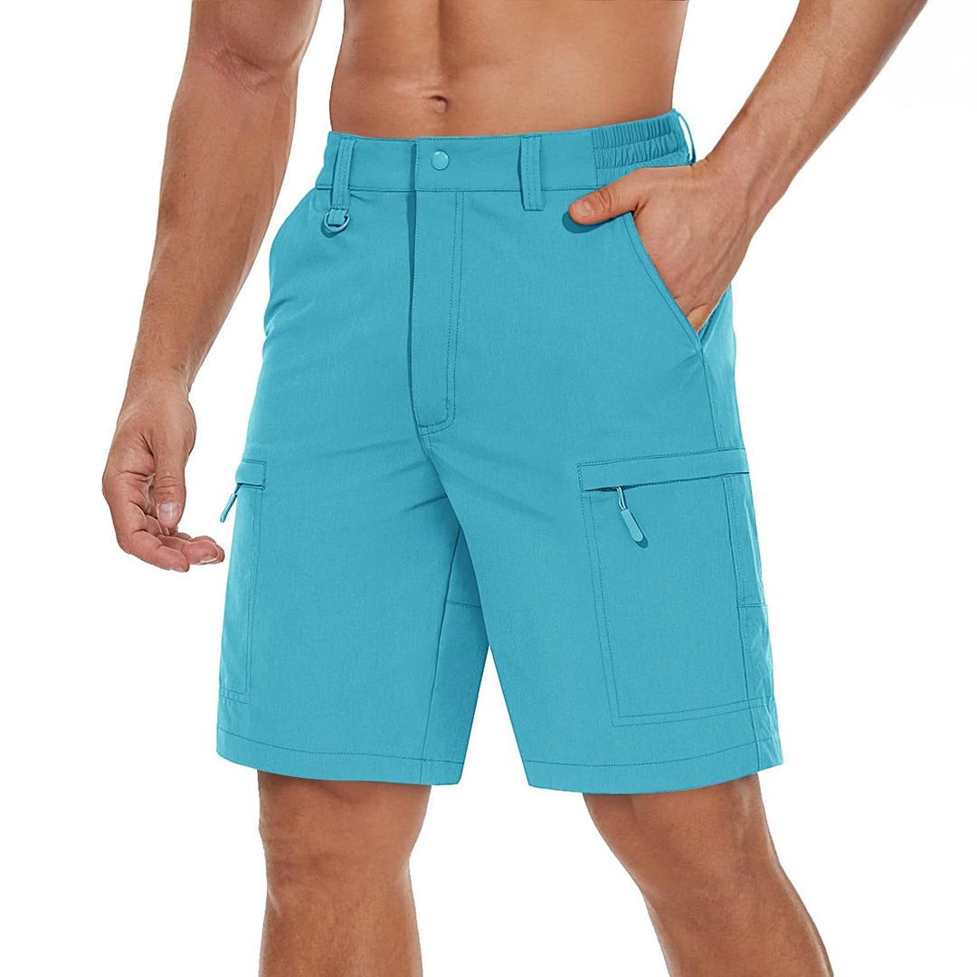 Men's lightweight hiking cargo shorts quick-dry nylon spandex breathable 5-pocket outdoor fit