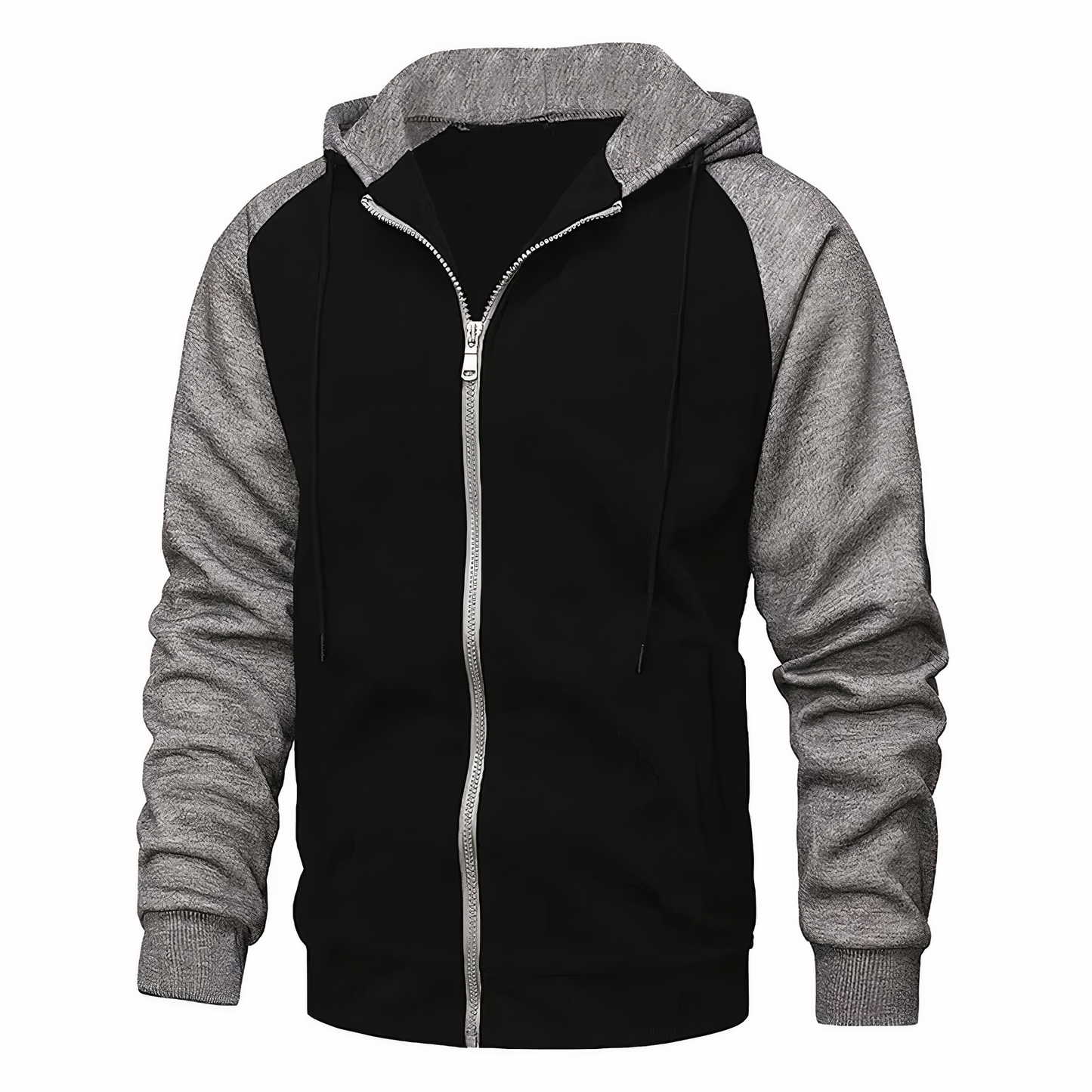 Kyle men's two-tone zip-up sports hoodie with contrast sleeves, lightweight athletic casual outerwear