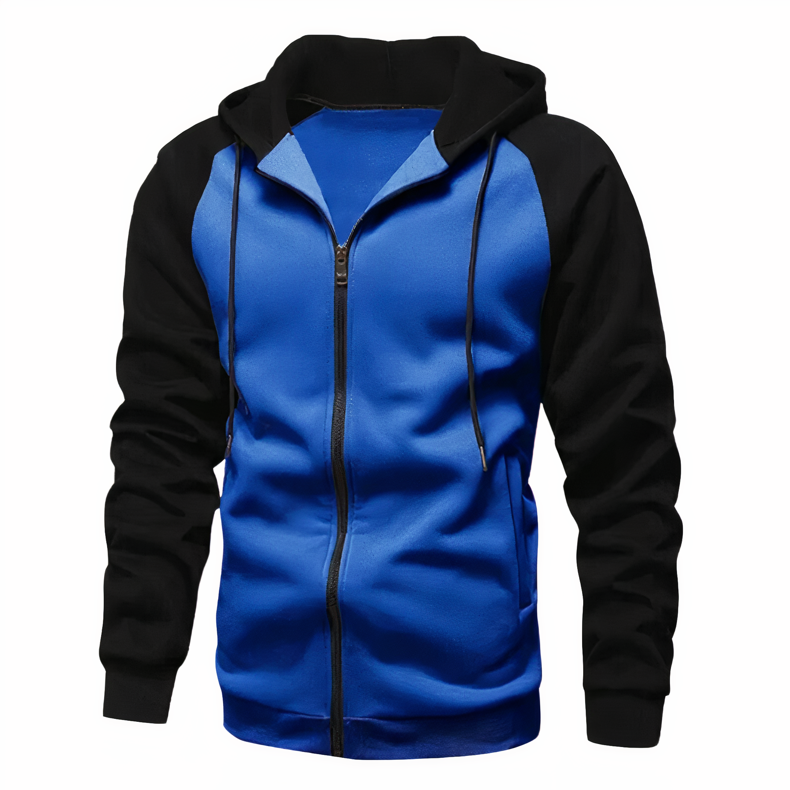 Kyle men's two-tone zip-up sports hoodie with contrast sleeves, lightweight athletic casual outerwear