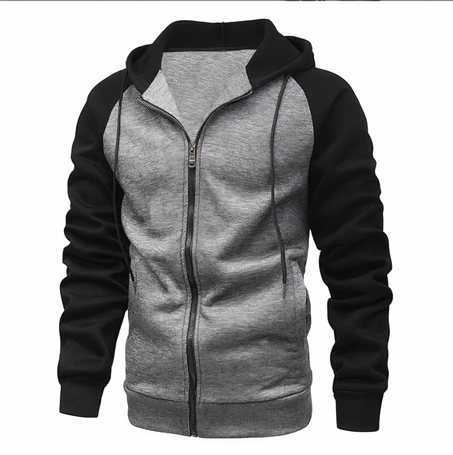 Kyle men's two-tone zip-up sports hoodie with contrast sleeves, lightweight athletic casual outerwear