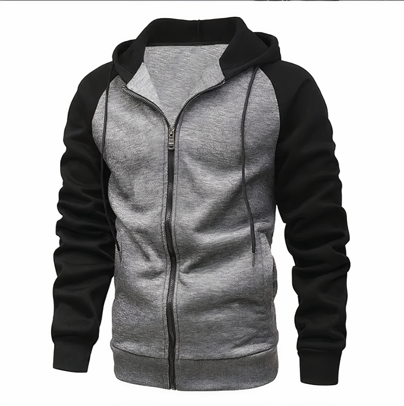 Kyle men's two-tone zip-up sports hoodie with contrast sleeves, lightweight athletic casual outerwear