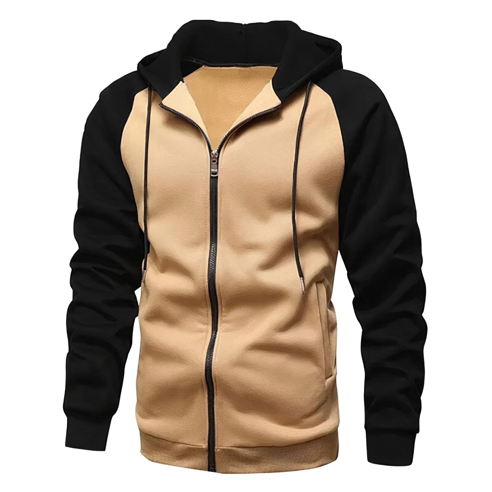 Kyle men's two-tone zip-up sports hoodie with contrast sleeves, lightweight athletic casual outerwear