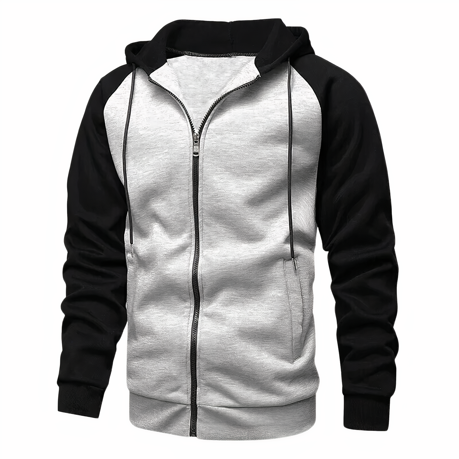 Kyle men's two-tone zip-up sports hoodie with contrast sleeves, lightweight athletic casual outerwear