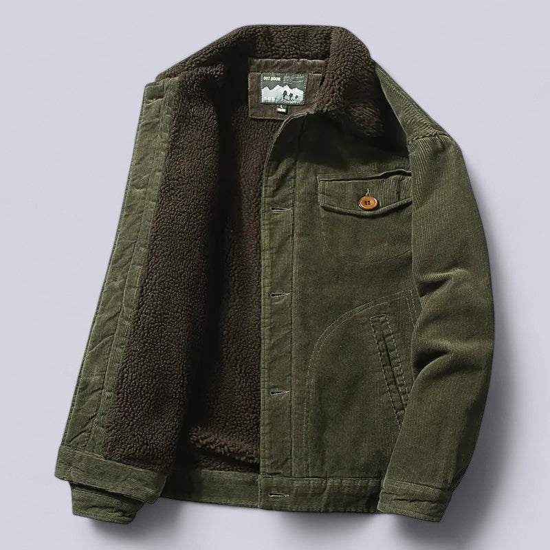 Men's fine-ribbed corduroy jacket with ultra-soft padded interior, stylish autumn outerwear