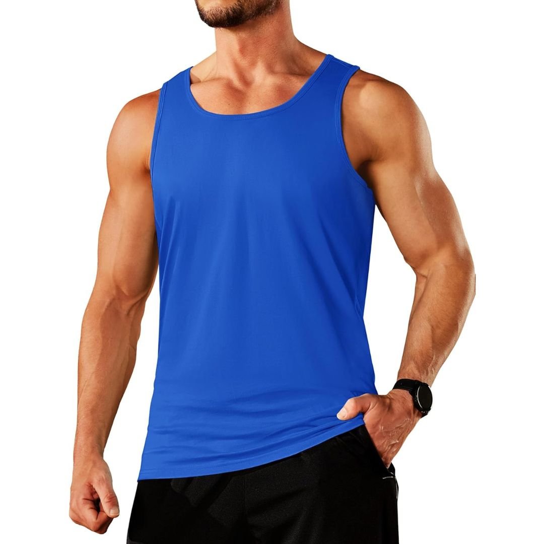 Men's sleeveless gym tank top moisture-wicking cotton athletic fit for fitness training
