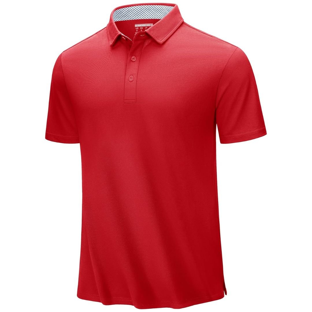 Men's classic fit cotton pique polo shirt, breathable moisture-wicking stretch fabric for active outdoor wear