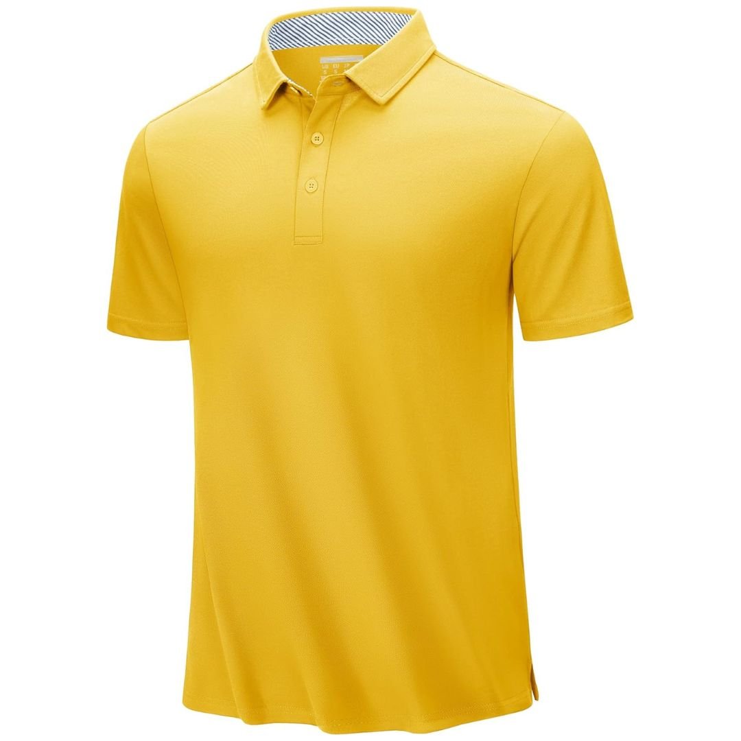 Men's classic fit cotton pique polo shirt, breathable moisture-wicking stretch fabric for active outdoor wear