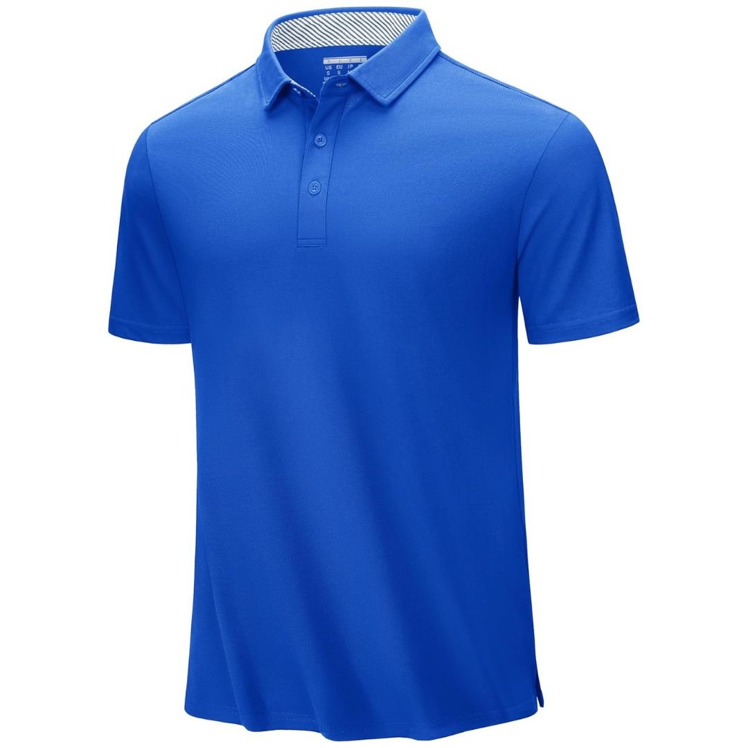 Men's classic fit cotton pique polo shirt, breathable moisture-wicking stretch fabric for active outdoor wear