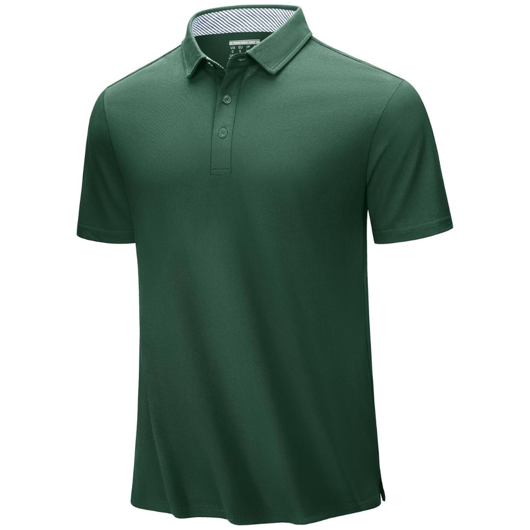 Men's classic fit cotton pique polo shirt, breathable moisture-wicking stretch fabric for active outdoor wear