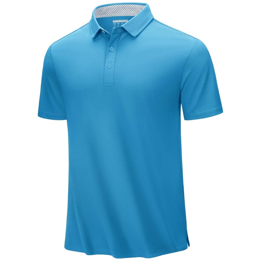 Men's classic fit cotton pique polo shirt, breathable moisture-wicking stretch fabric for active outdoor wear