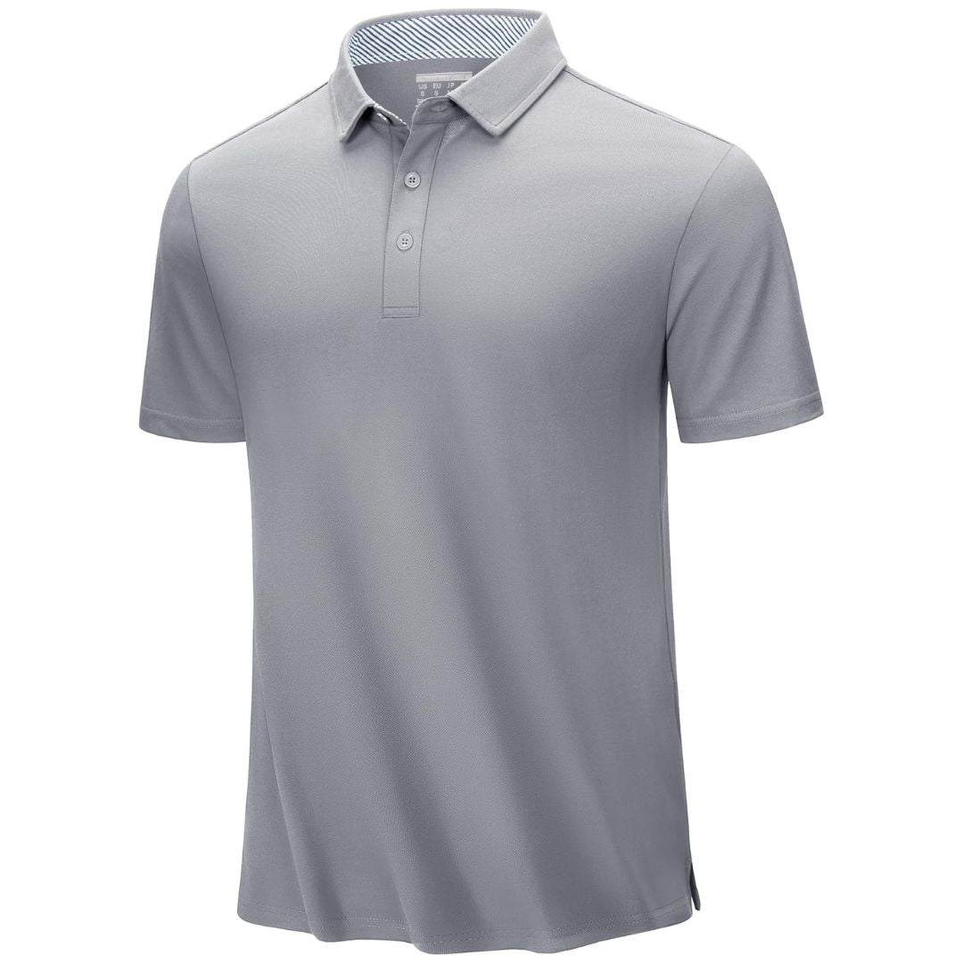 Men's classic fit cotton pique polo shirt, breathable moisture-wicking stretch fabric for active outdoor wear