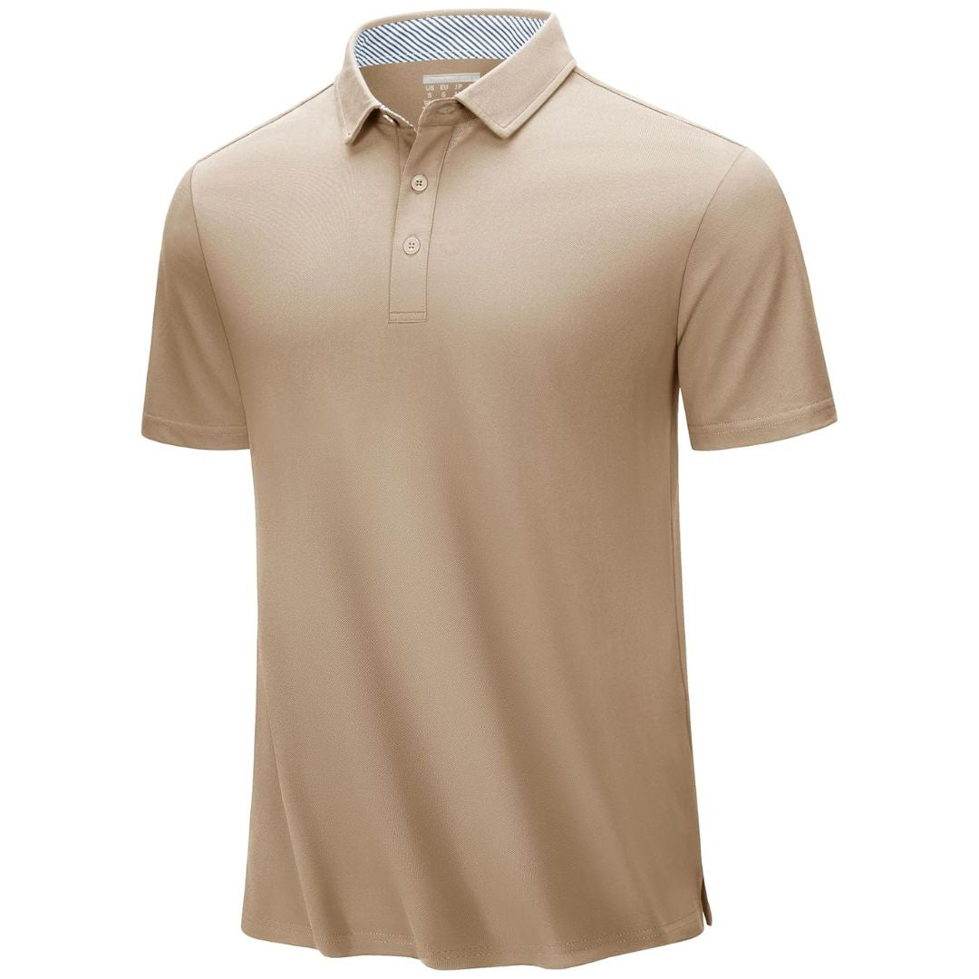 Men's classic fit cotton pique polo shirt, breathable moisture-wicking stretch blend for active outdoor wear