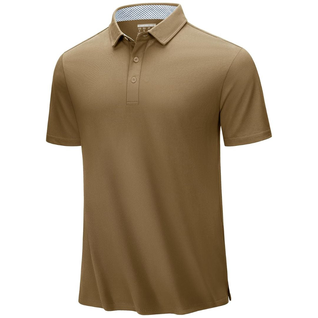 Men's classic fit cotton pique polo shirt, breathable moisture-wicking stretch fabric for active outdoor wear