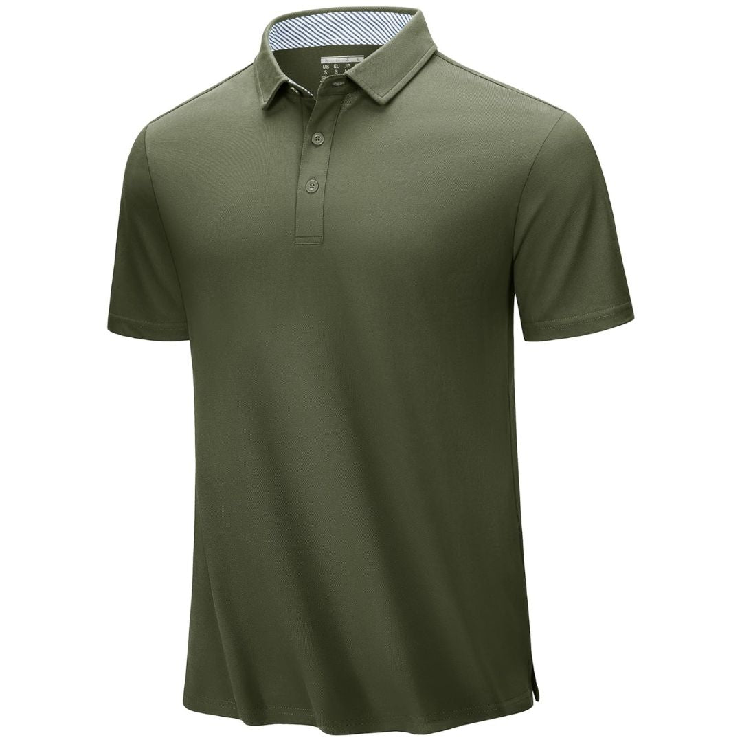 Men's classic fit cotton pique polo shirt, breathable moisture-wicking stretch fabric for active outdoor wear