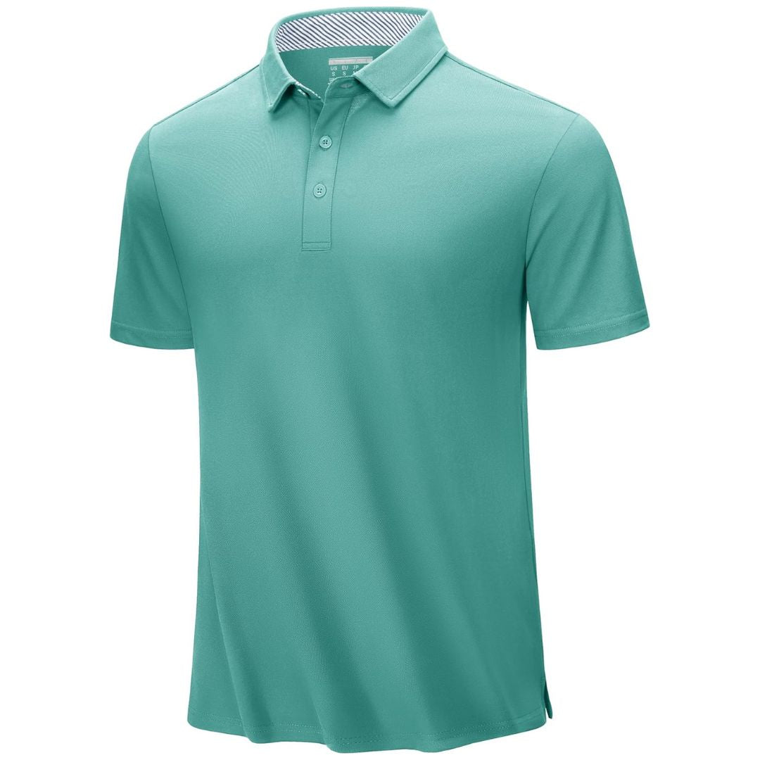 Men's classic fit cotton pique polo shirt, breathable moisture-wicking stretch fabric for active outdoor wear