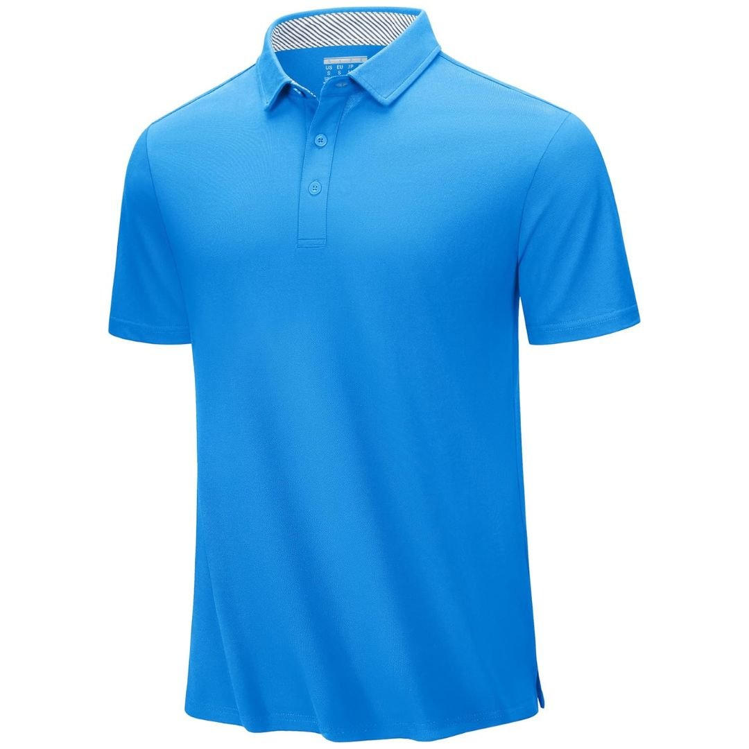 Men's classic fit cotton pique polo shirt, breathable moisture-wicking stretch fabric for active outdoor wear