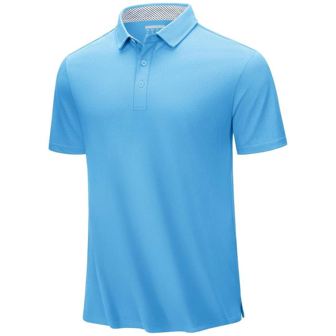 Men's classic fit cotton pique polo shirt, breathable moisture-wicking stretch fabric for active outdoor wear