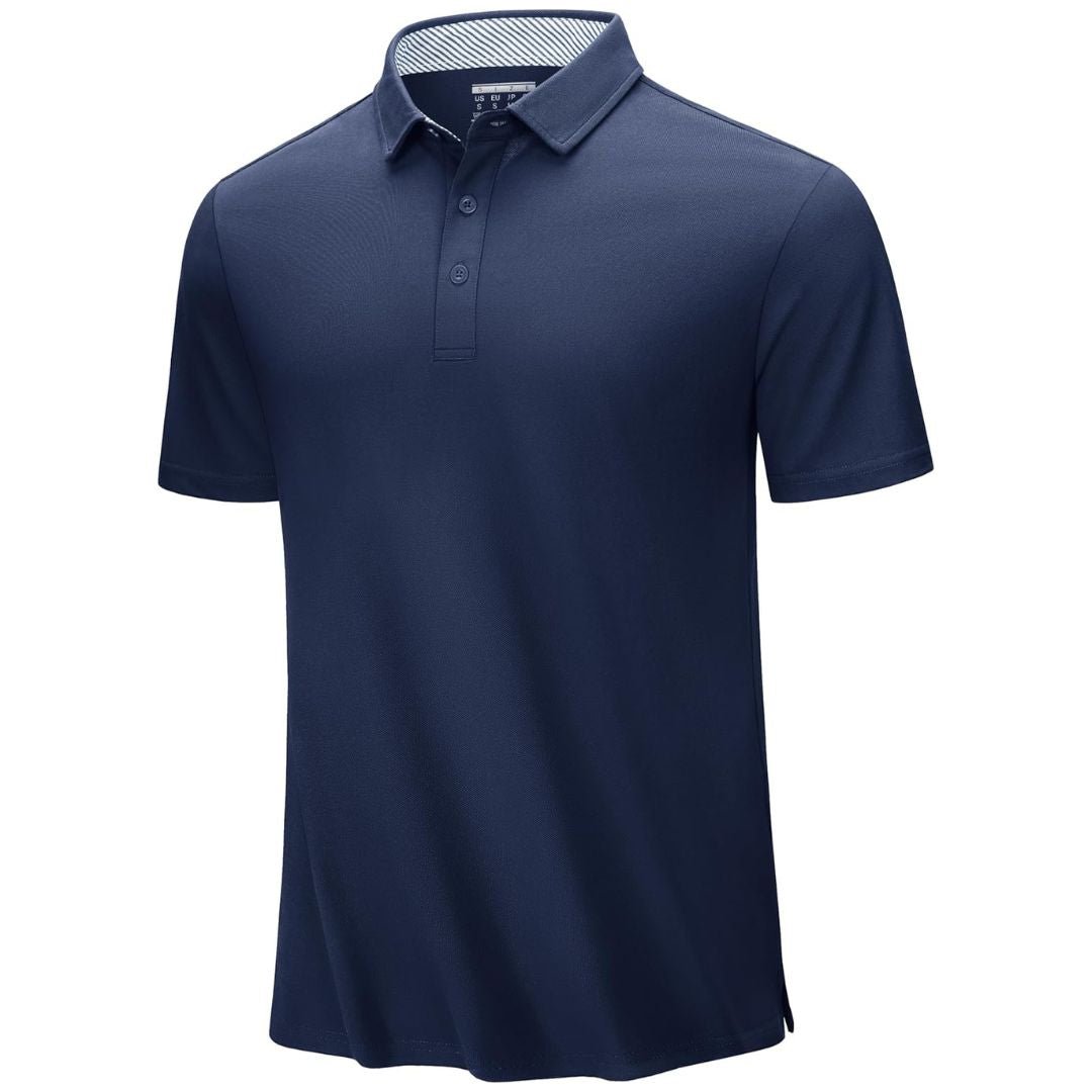 Men's classic fit cotton pique polo shirt, breathable moisture-wicking stretch fabric for active outdoor wear