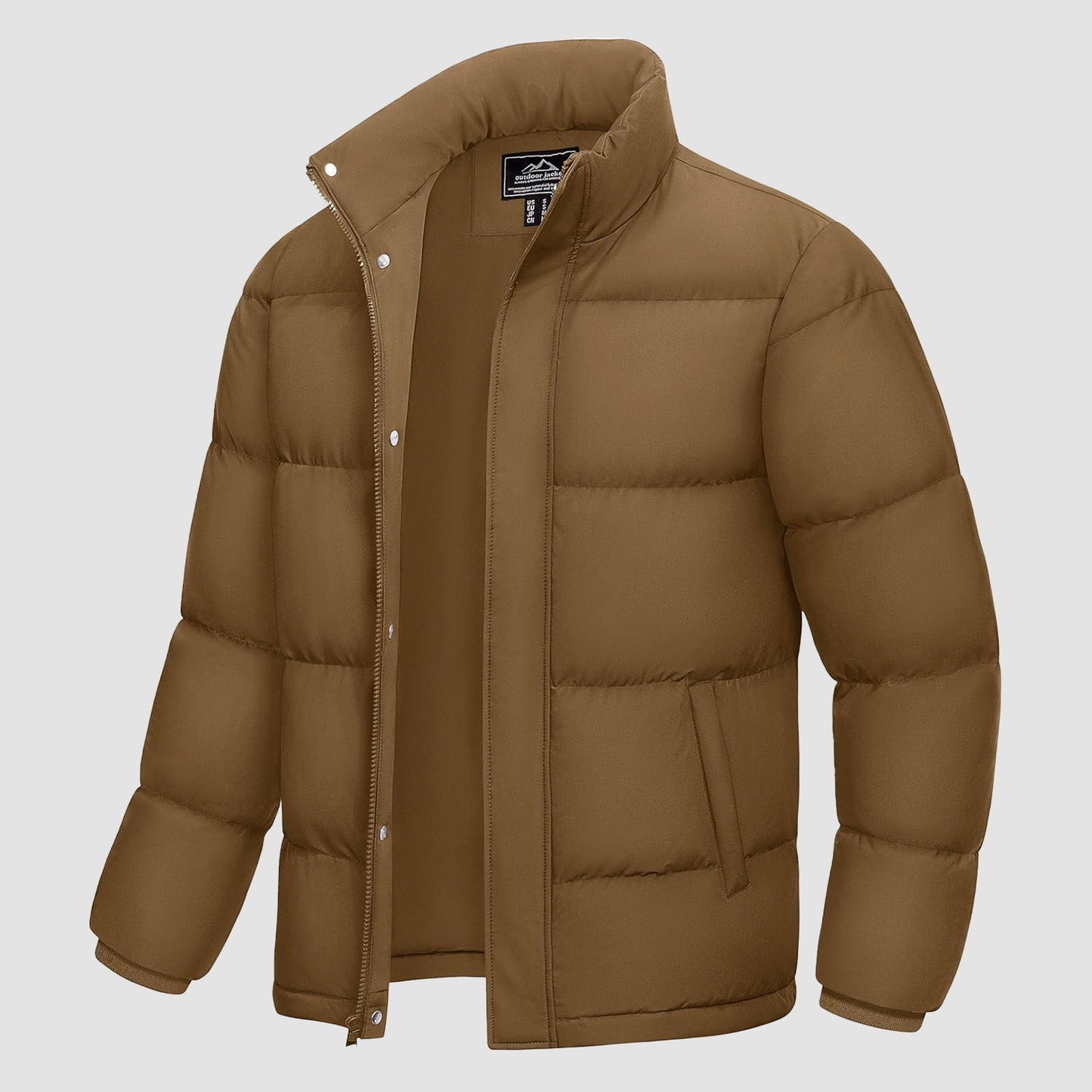 Men's navy blue down puffer jacket windproof water-resistant shell 85% duck down insulation